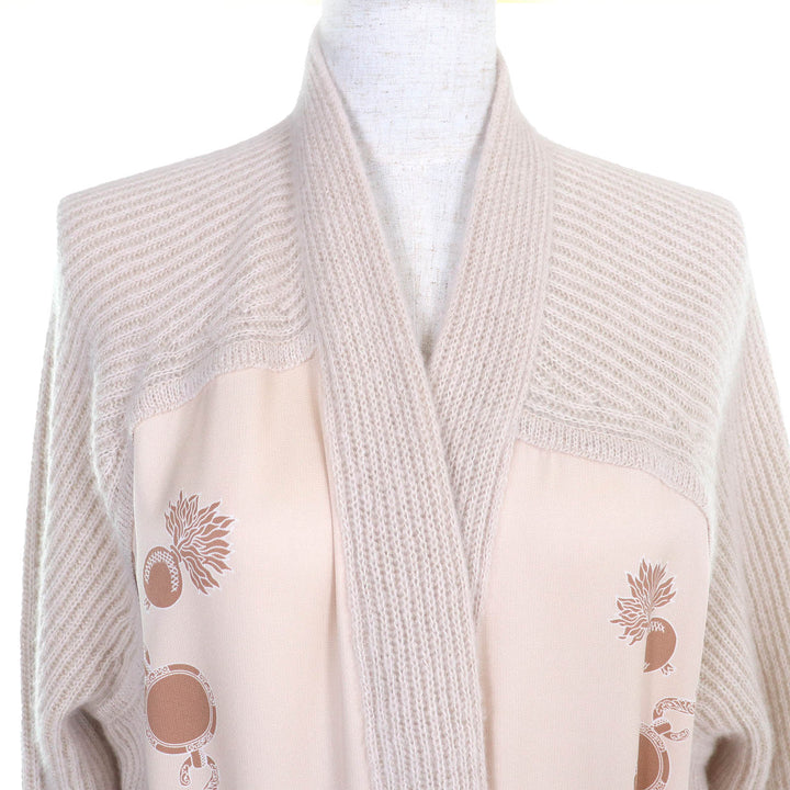 HERMES カーディガン Les Tambours Finesse ベルト付きツイル レーン ロングニット 38 3H2840D1