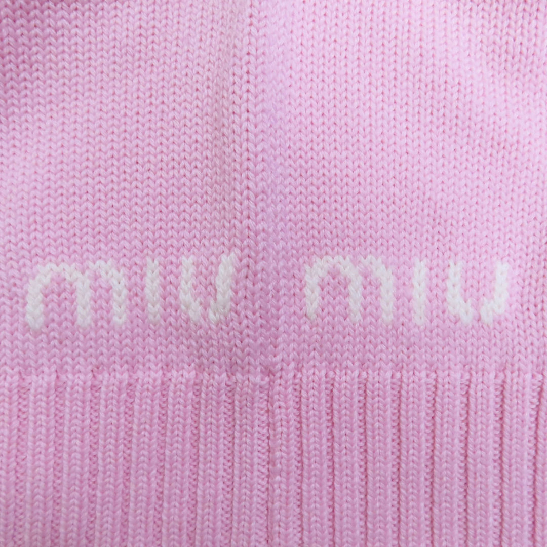 Great MIUMIU sweater Unicorn cropped long sleeve knit pink wool Women 36 MML188