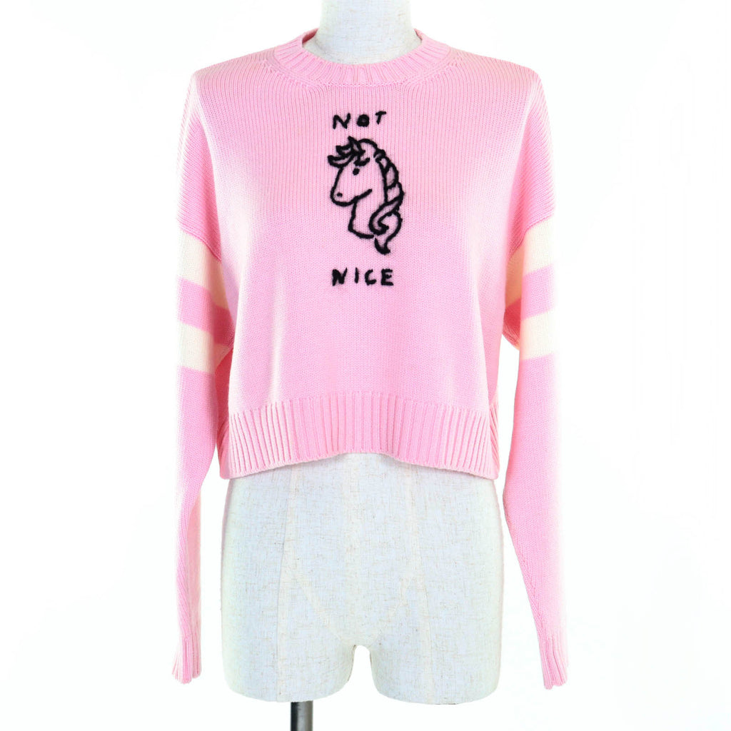 Great MIUMIU sweater Unicorn cropped long sleeve knit pink wool