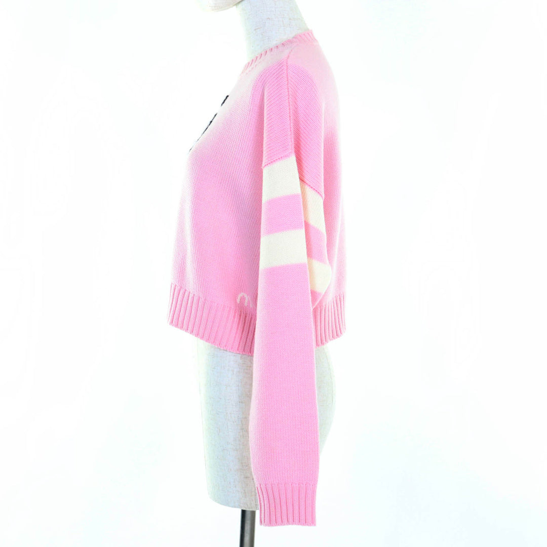 Great MIUMIU sweater Unicorn cropped long sleeve knit pink wool Women 36 MML188