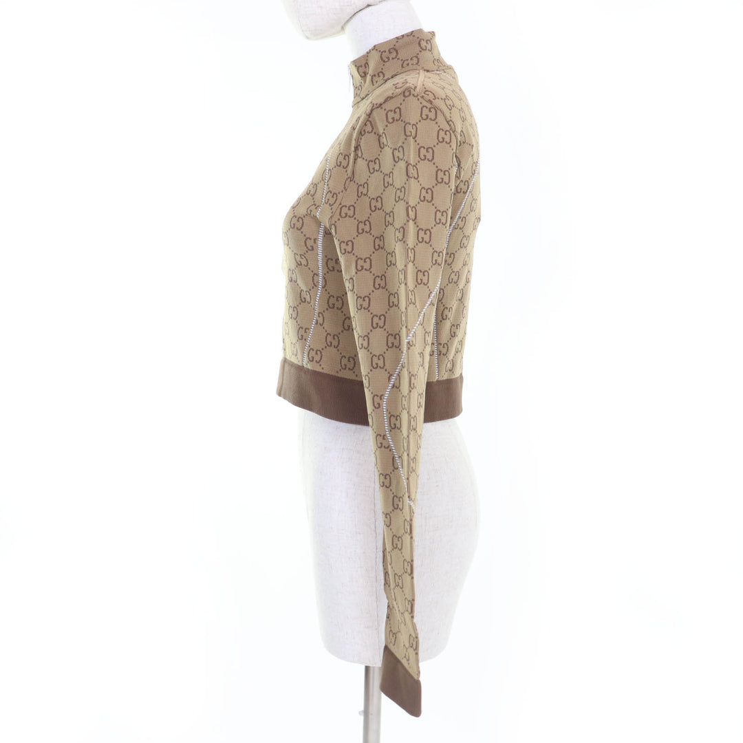 Pristine GUCCI tops GG pattern, cropped length, Brown Nylon Women M 715524