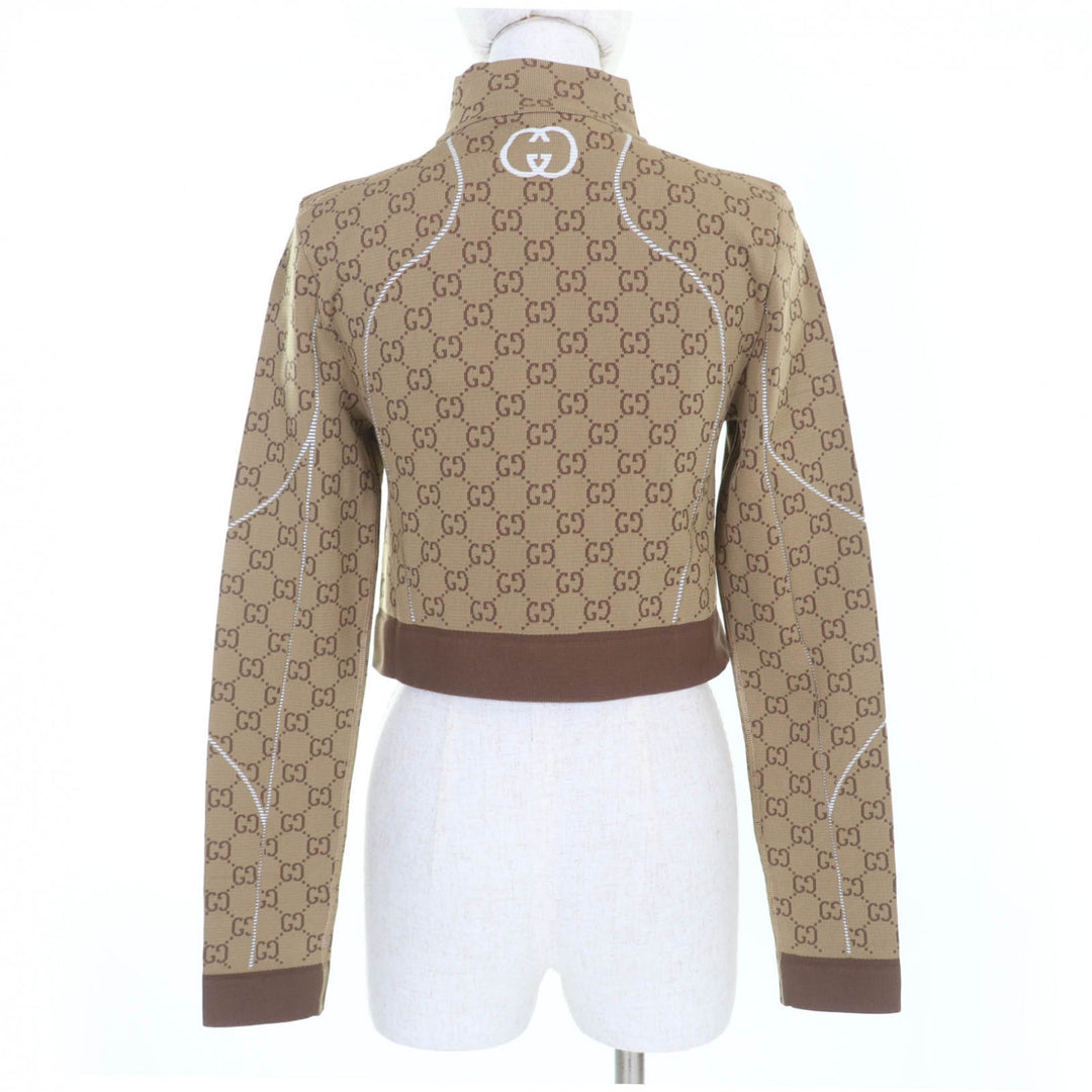 Pristine GUCCI tops GG pattern, cropped length, Brown Nylon Women M 715524