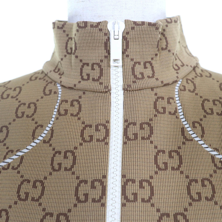 Pristine GUCCI tops GG pattern, cropped length, Brown Nylon Women M 715524