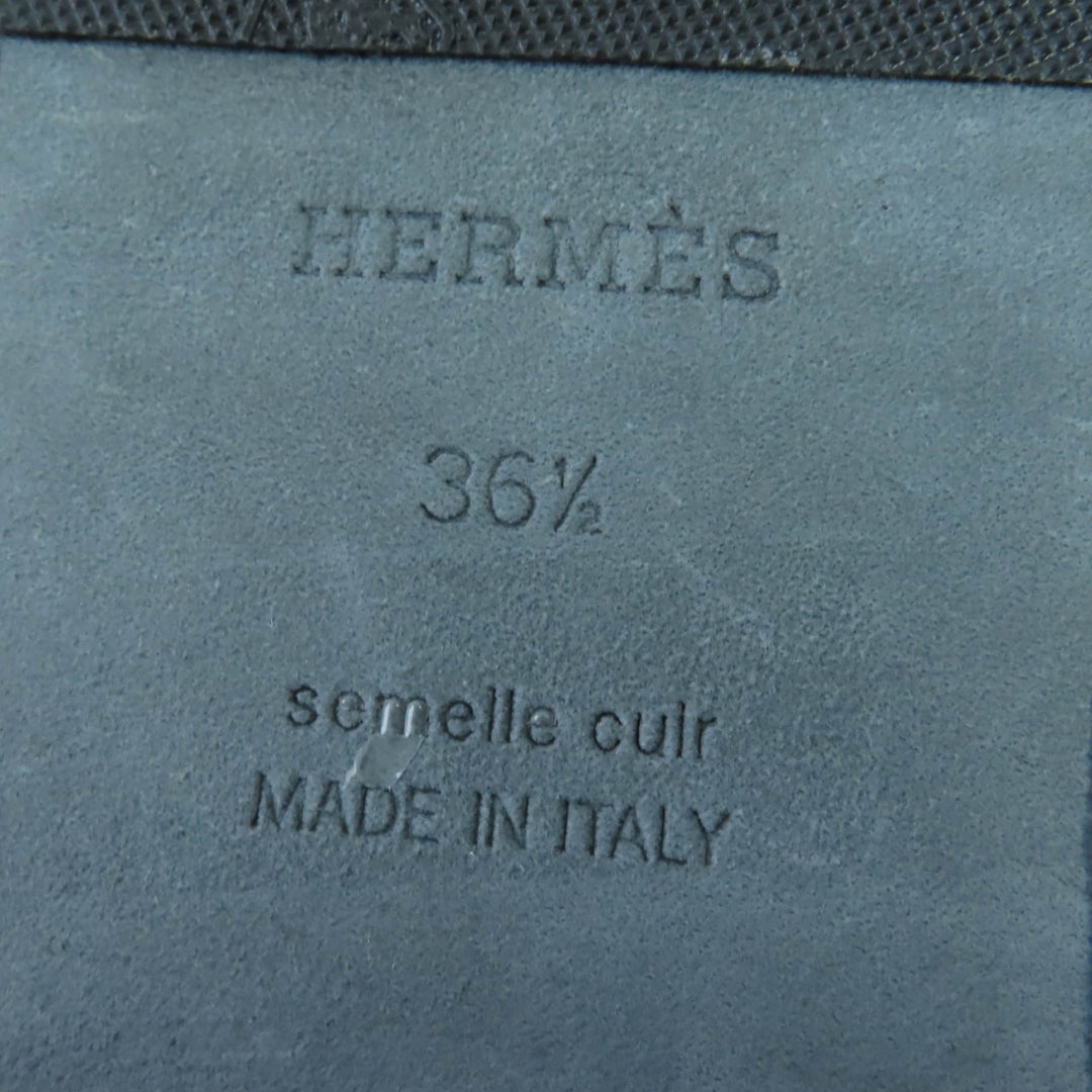 新品 HERMES サンダル フロッグ シェーヌダンクル レザー ブラック レザー レディース 36.5