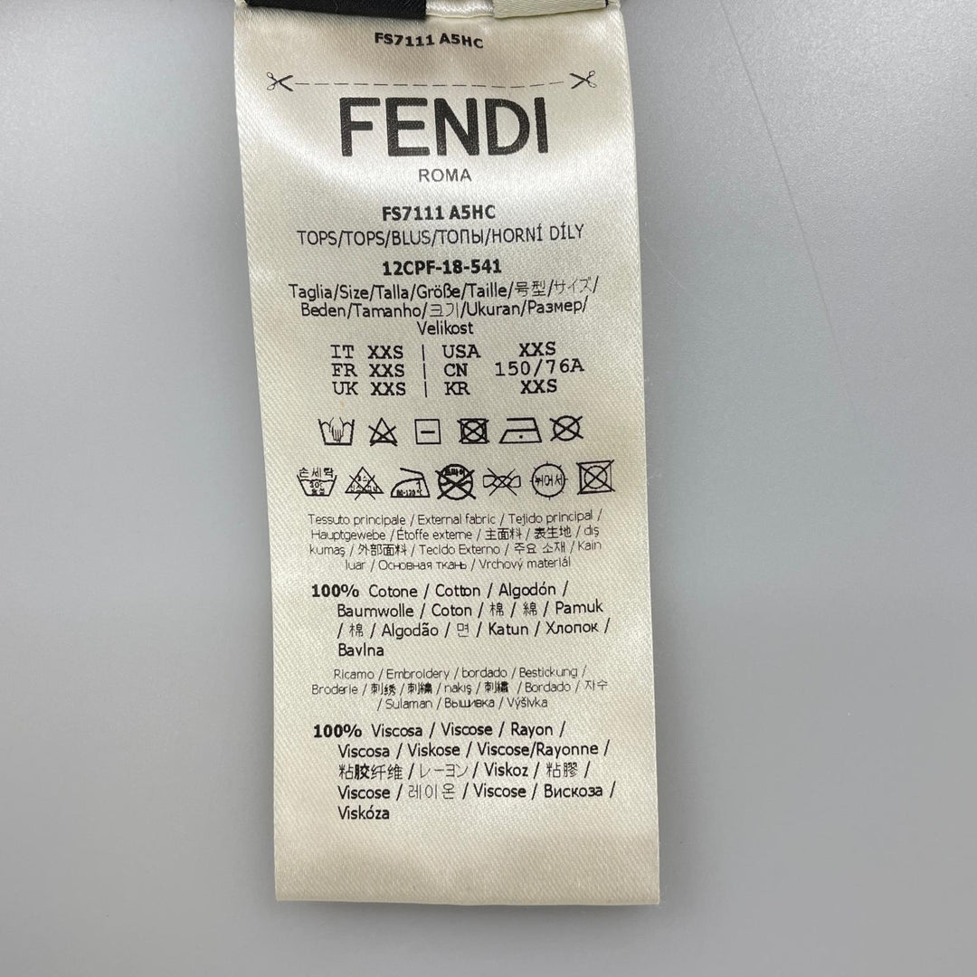 Great FENDI Short sleeve T-shirt Zucca Pattern logo back fringe design XXS