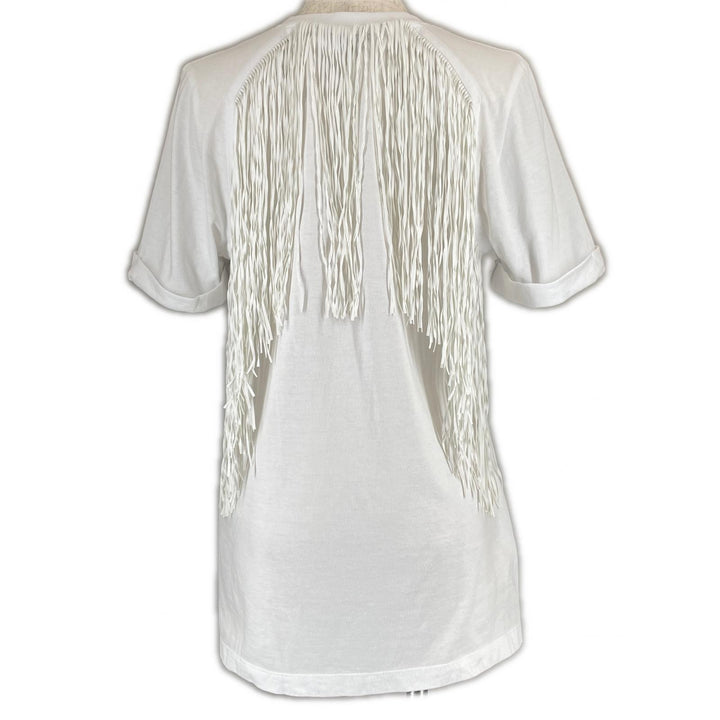 素晴らしいFENDI 半袖Tシャツ ズッカ柄 ロゴ バックフリンジデザイン XXS FS7111