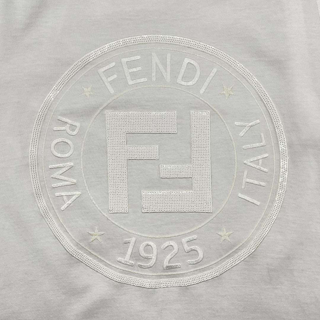 Great FENDI Short sleeve T-shirt Zucca Pattern logo back fringe design XXS