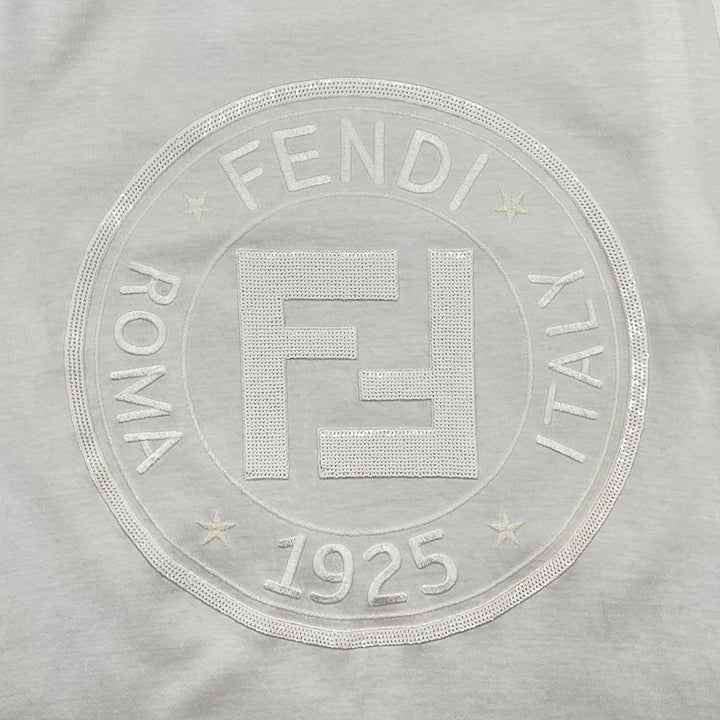 Great FENDI Short sleeve T-shirt Zucca Pattern logo back fringe design XXS