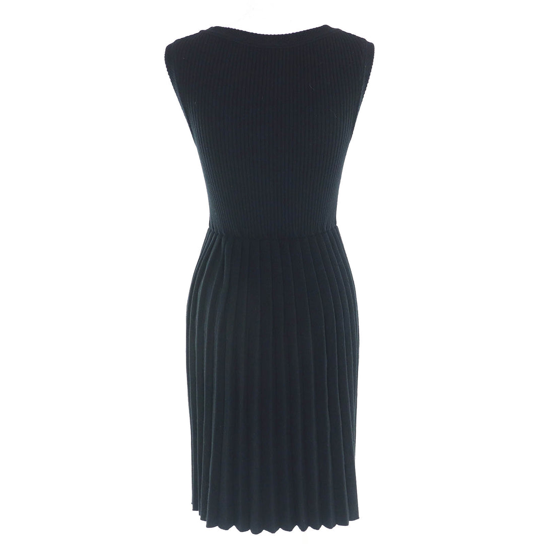 Great CHANEL one piece COCO MarkMetal Sleeveless Knit black wool 34 P31446 07A