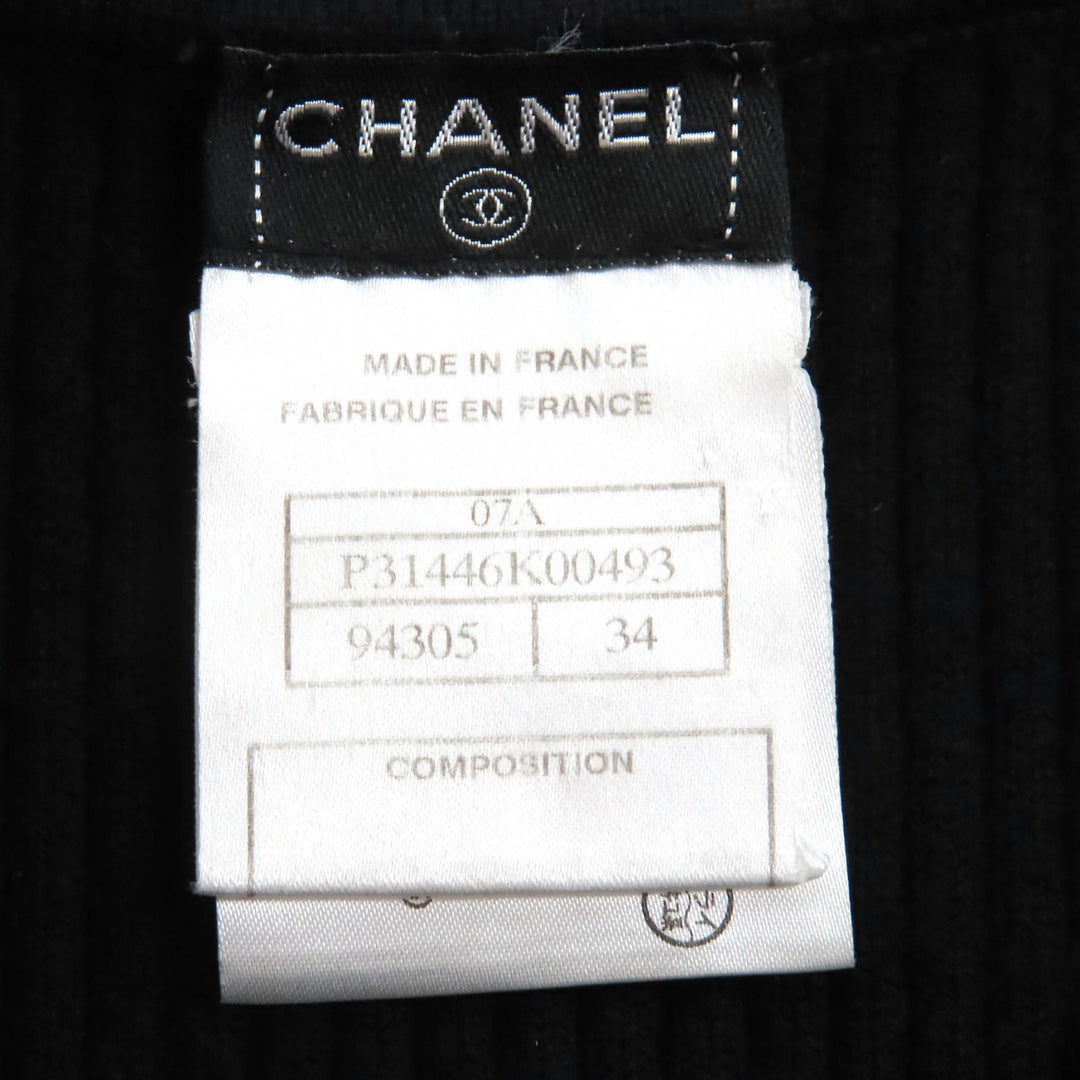 Great CHANEL one piece COCO MarkMetal Sleeveless Knit black wool 34 P31446 07A