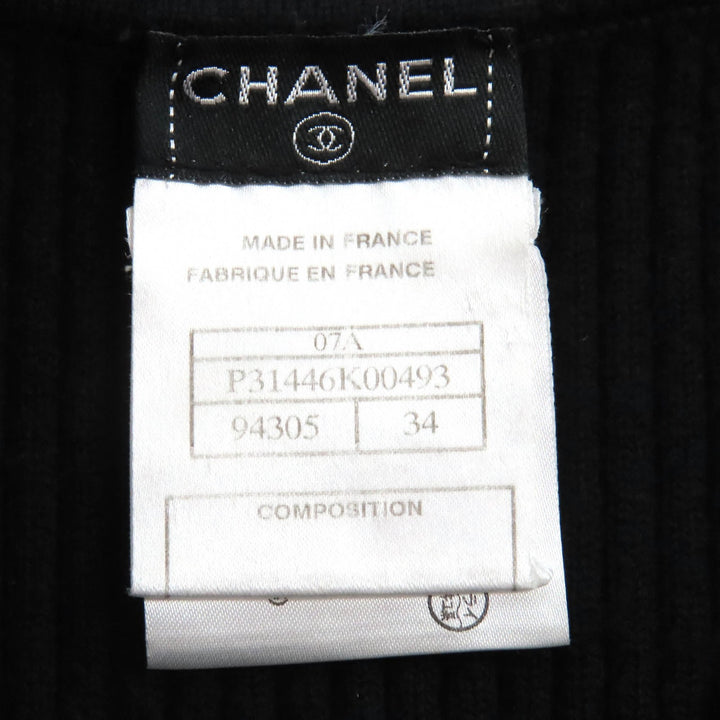 Great CHANEL one piece COCO MarkMetal Sleeveless Knit black wool 34 P31446 07A