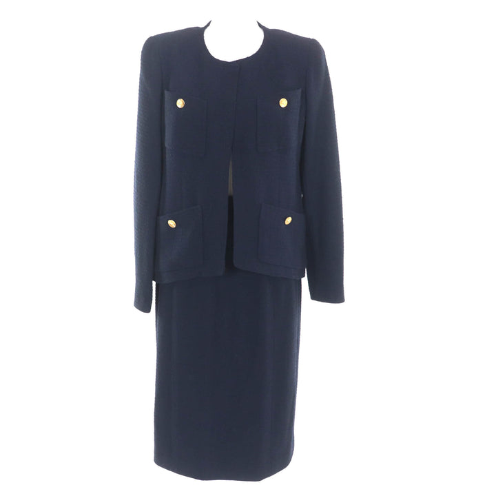 CHANEL BOUTIQUE suit Navy wool Women 36
