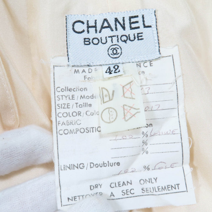 Great CHANEL two-piece set 90s COCO Mark button belted tweed jacket and skirt 42