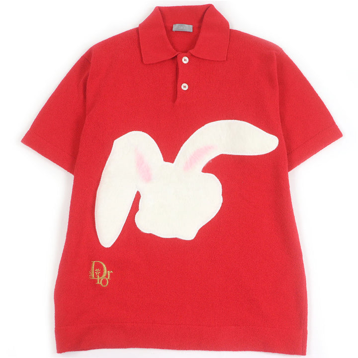 Excellent DIOR×ERL Short sleeve polo shirt Rabbit Red mens XS 313M831AT498