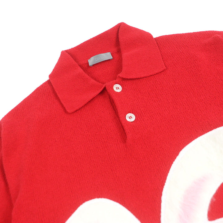 Excellent DIOR×ERL Short sleeve polo shirt Rabbit Red mens XS 313M831AT498