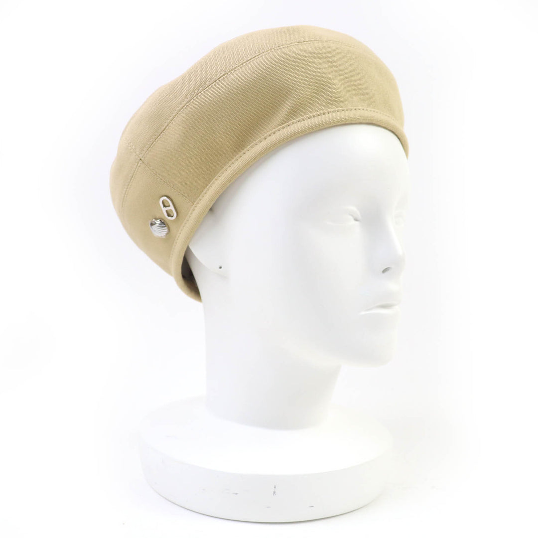 新品 HERMES ベレー帽 シェーヌダンクル シェルメタル ベージュ コットン レディース 58 241067N