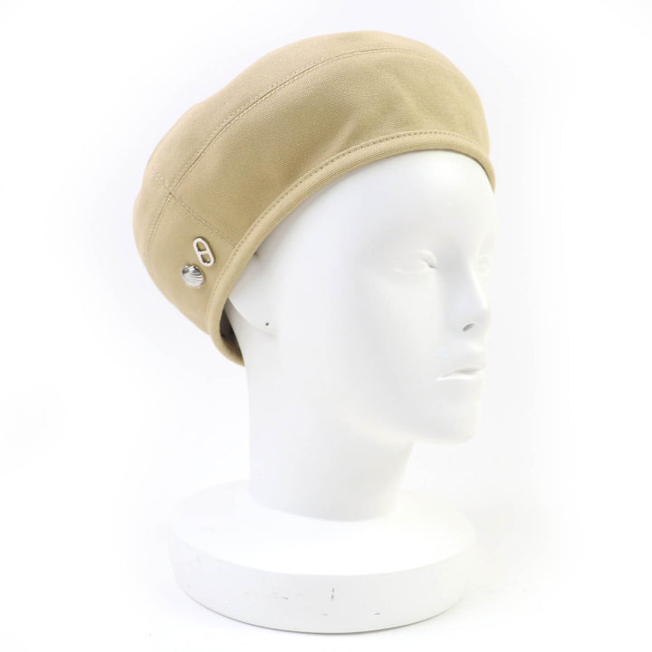 新品 HERMES ベレー帽 シェーヌダンクル シェルメタル ベージュ コットン レディース 58 241067N