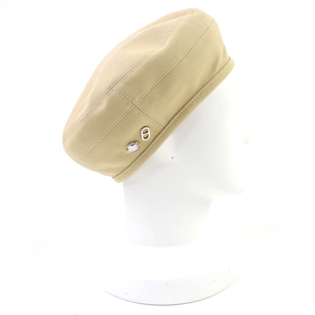 新品 HERMES ベレー帽 シェーヌダンクル シェルメタル ベージュ コットン レディース 58 241067N