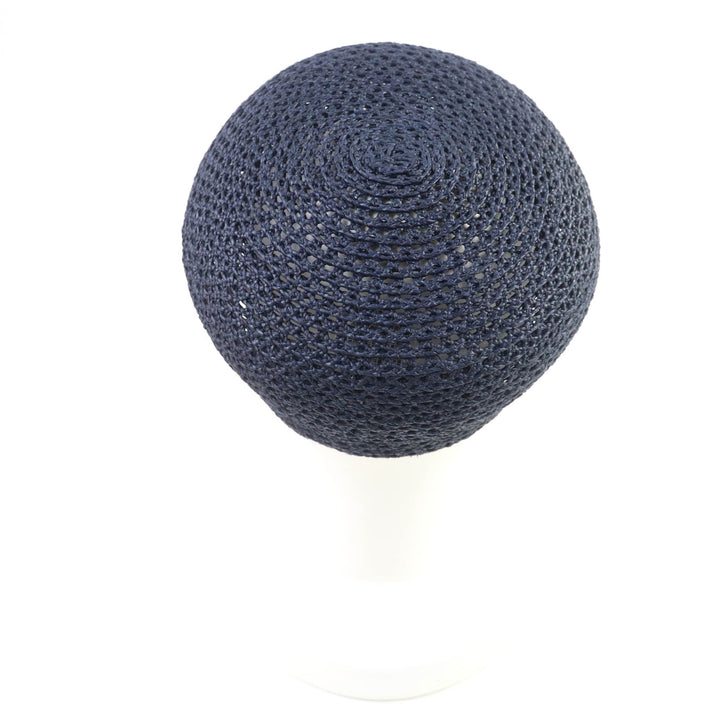 Excellent HERMES Casquette Garate Serie Metal Hat Navy Raffia Women