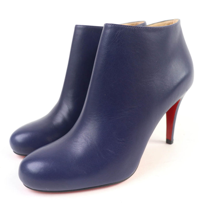 Excellent Christian Louboutin Booties Round toe side zip leather purple leather