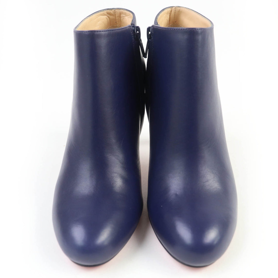 Excellent Christian Louboutin Booties Round toe side zip leather purple leather