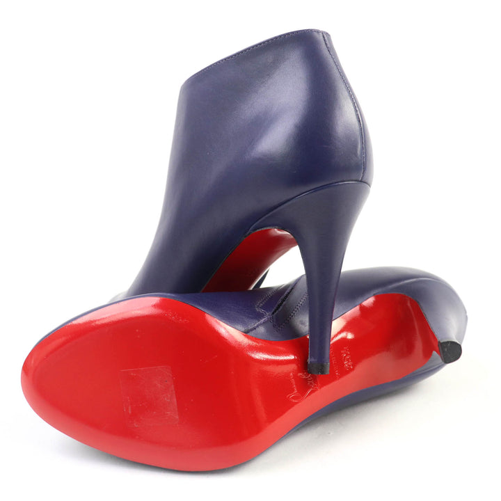 Excellent Christian Louboutin Booties Round toe side zip leather purple leather