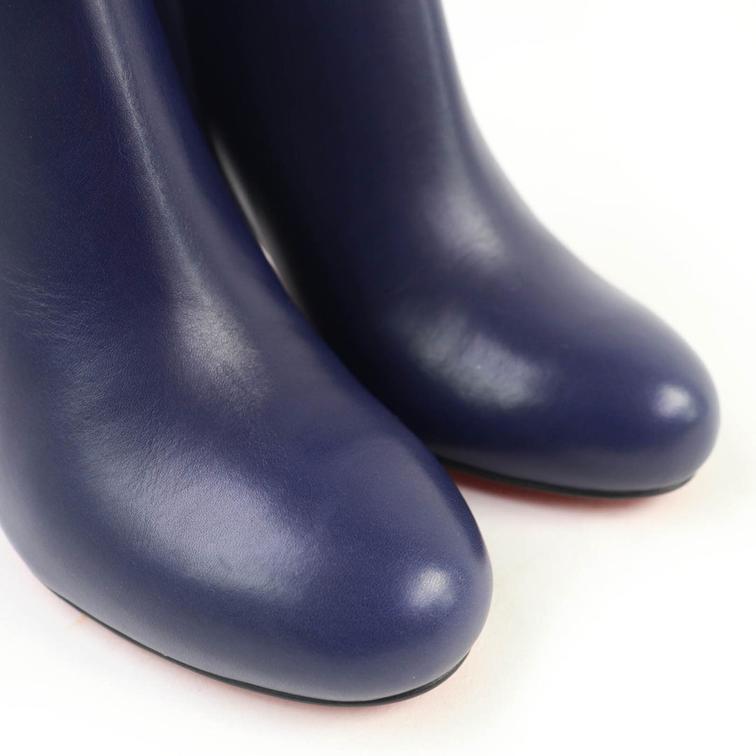 Excellent Christian Louboutin Booties Round toe side zip leather purple leather