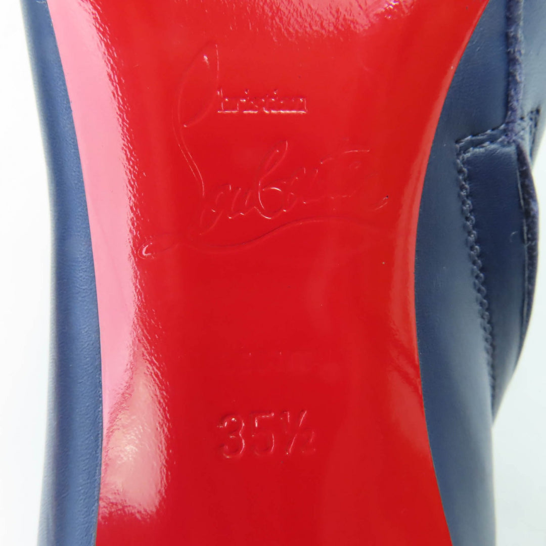 Excellent Christian Louboutin Booties Round toe side zip leather purple leather