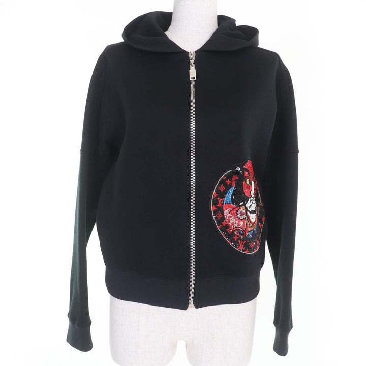 素晴らしい LOUIS VUITTON KANSAI YAMAMOTO パーカー フロントジップ 長袖 ブラック レディース XS