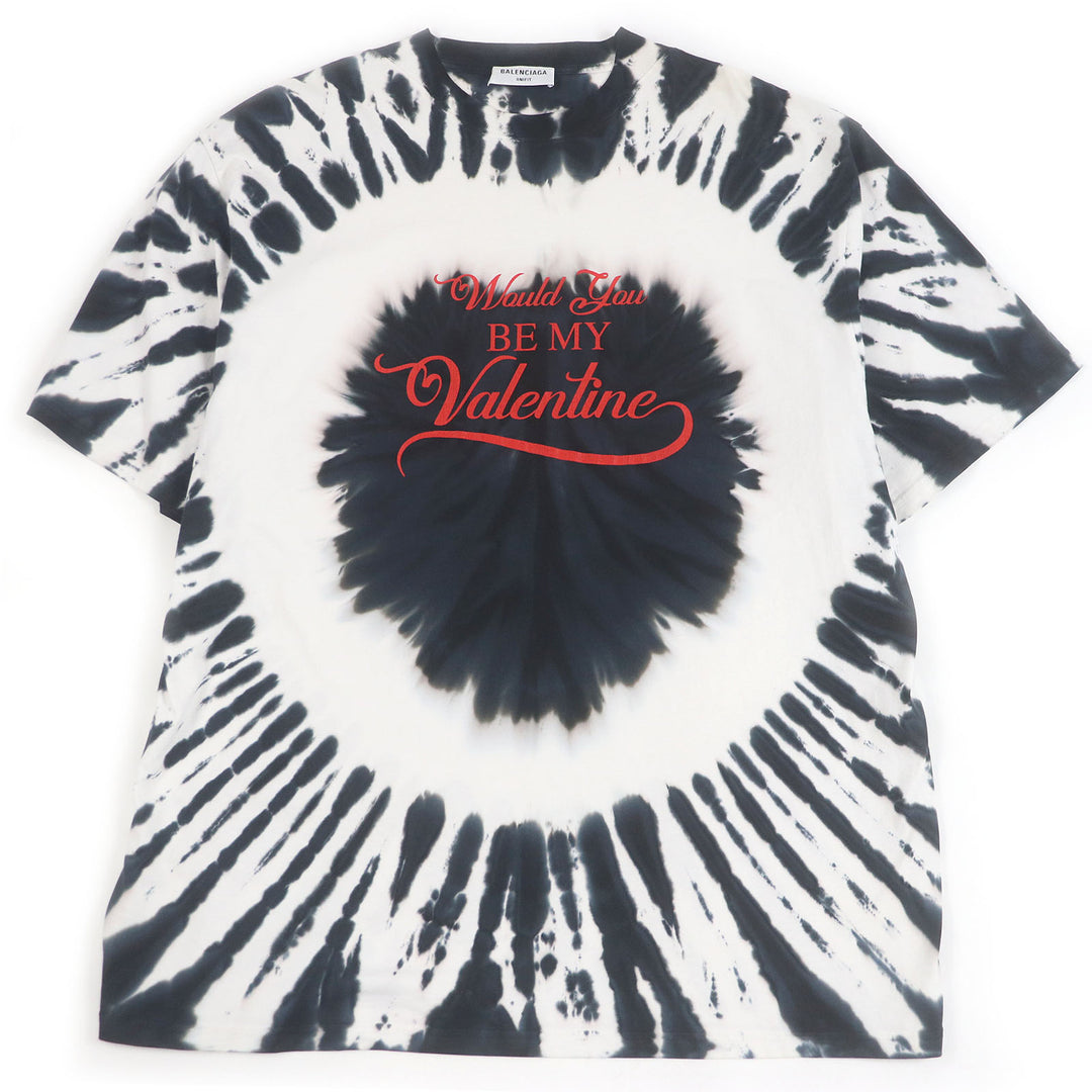 Excellent BALENCIAGA Short sleeve T-shirt Tie-dye Pattern Crack Logo Print