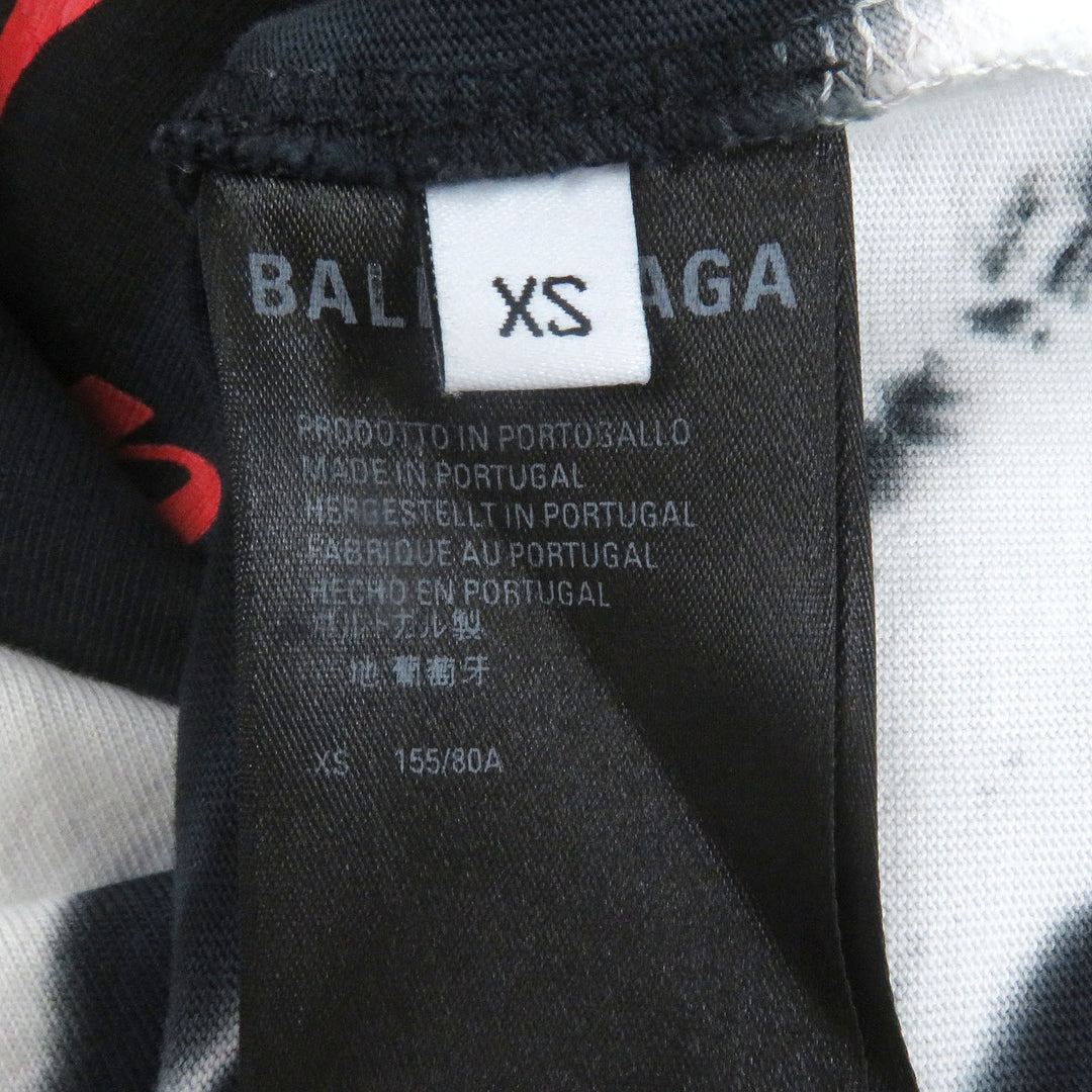 Excellent BALENCIAGA Short sleeve T-shirt Tie-dye Pattern Crack Logo Print