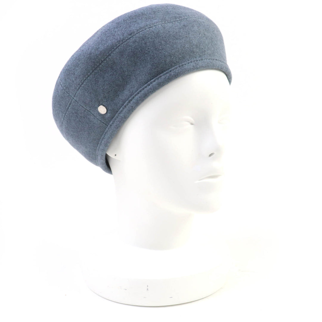 Excellent HERMES beret Saint Honor Serie Metal Lining HPattern Hat Blue gray 58