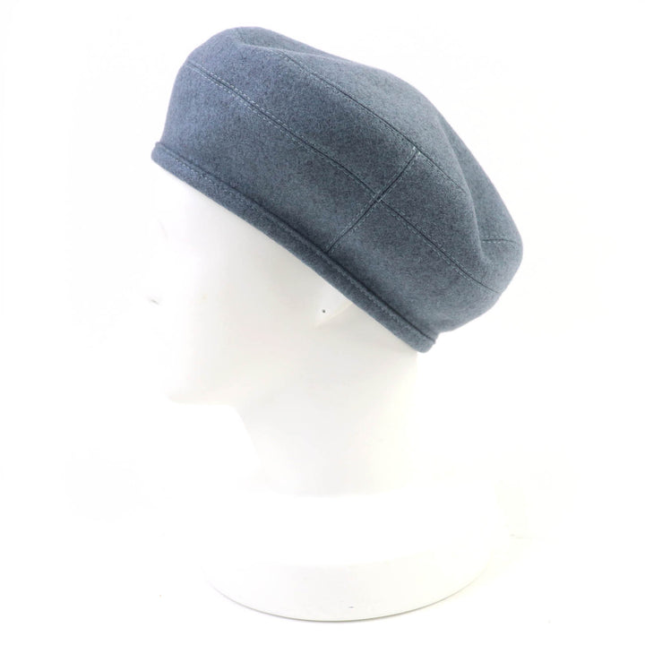 Excellent HERMES beret Saint Honor Serie Metal Lining HPattern Hat Blue gray cashmere 58