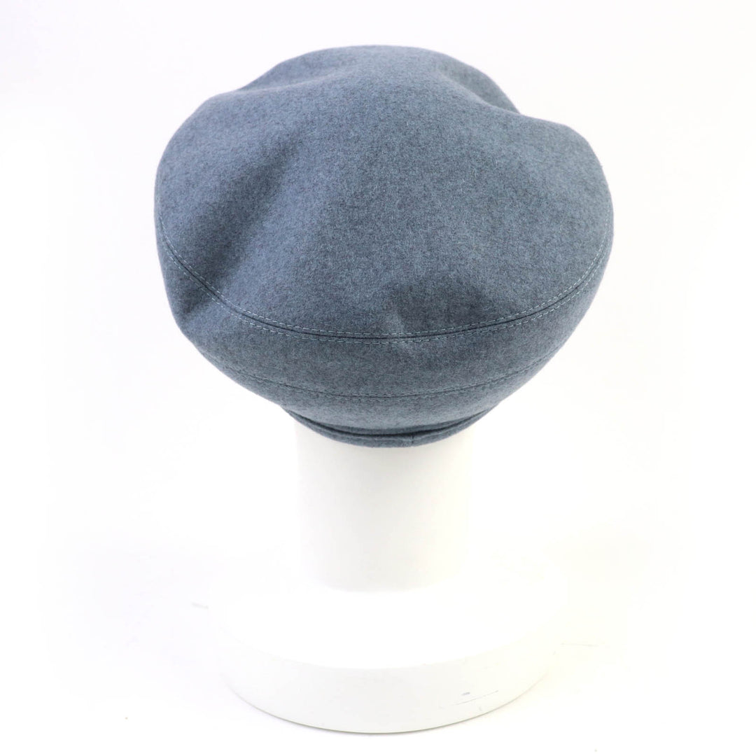 Excellent HERMES beret Saint Honor Serie Metal Lining HPattern Hat Blue gray 58