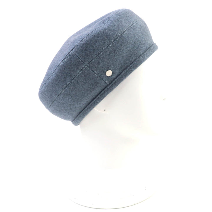 Excellent HERMES beret Saint Honor Serie Metal Lining HPattern Hat Blue gray cashmere 58