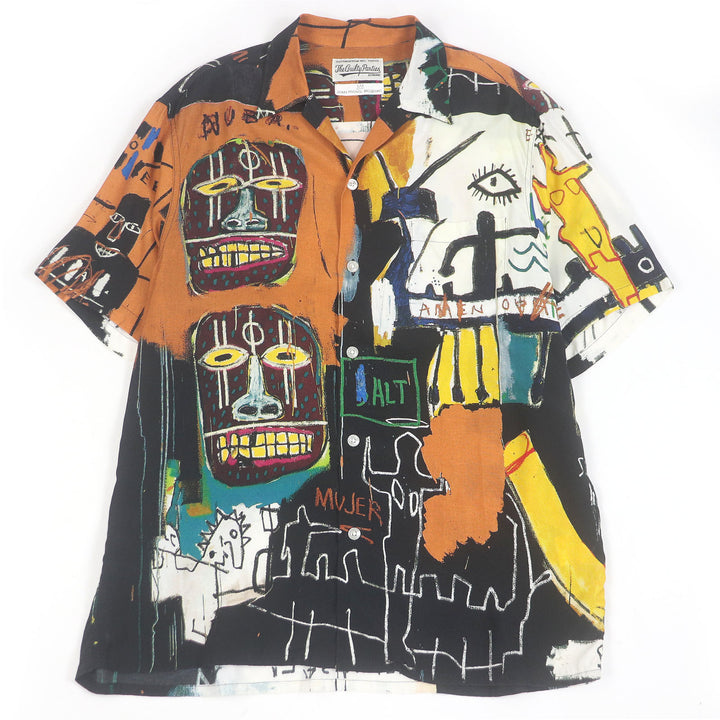 Excellent WACKO MARIA Short sleeve shirt JEAN-MICHEL BASQUIAT open-collar shirt L