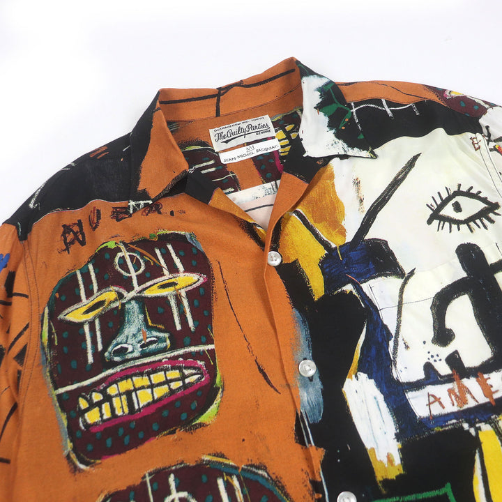 Excellent WACKO MARIA Short sleeve shirt JEAN-MICHEL BASQUIAT open-collar shirt L