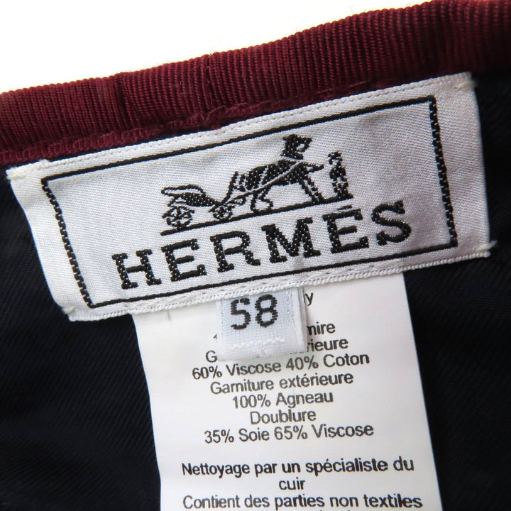 HERMES ベレー帽 サントレノ セリエ メタル ブラウン カシミア レディース 58