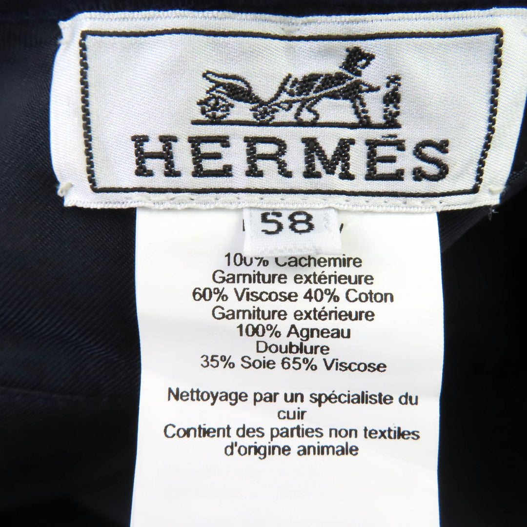 優れたHERMESベレー帽サントレノレザー、セリエボタン付き、ワインレッドカシミア、レディース58