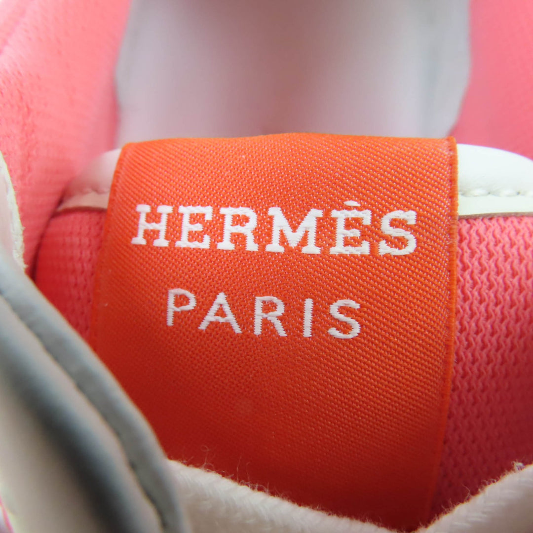 Excellent HERMES Low cut sneakers Giga Lace up White pink leather Women 36