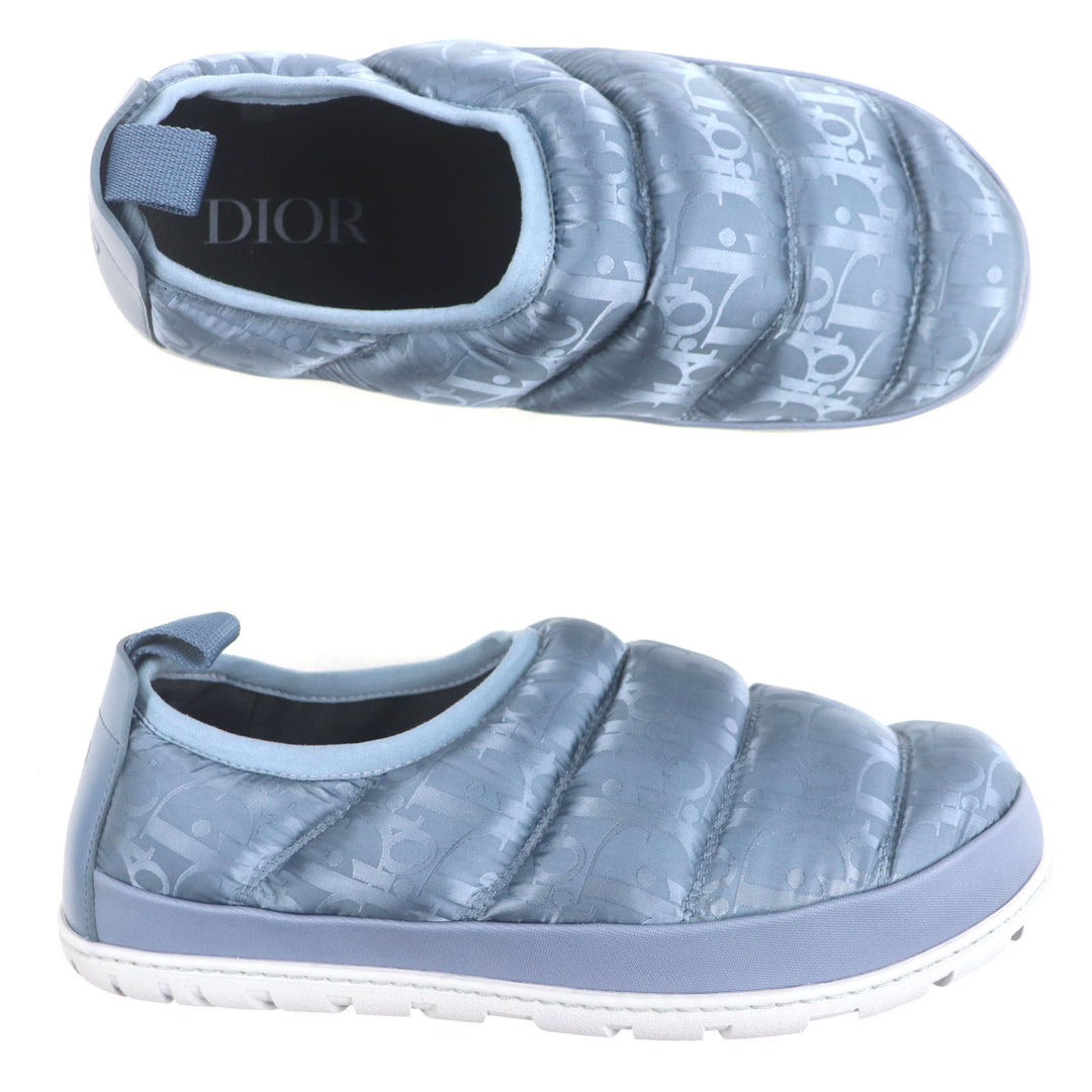 新品同様 DIOR スリッポン オブリーク パッド入り スノースリッパ ブルーグレー ナイロン メンズ 41