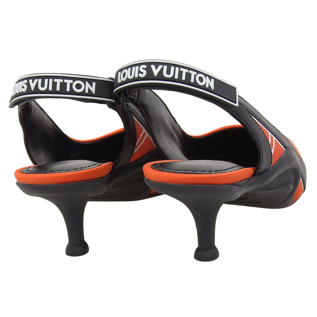 Excellent LOUIS VUITTON pumps Arclight line Orange black leather Women 35.5