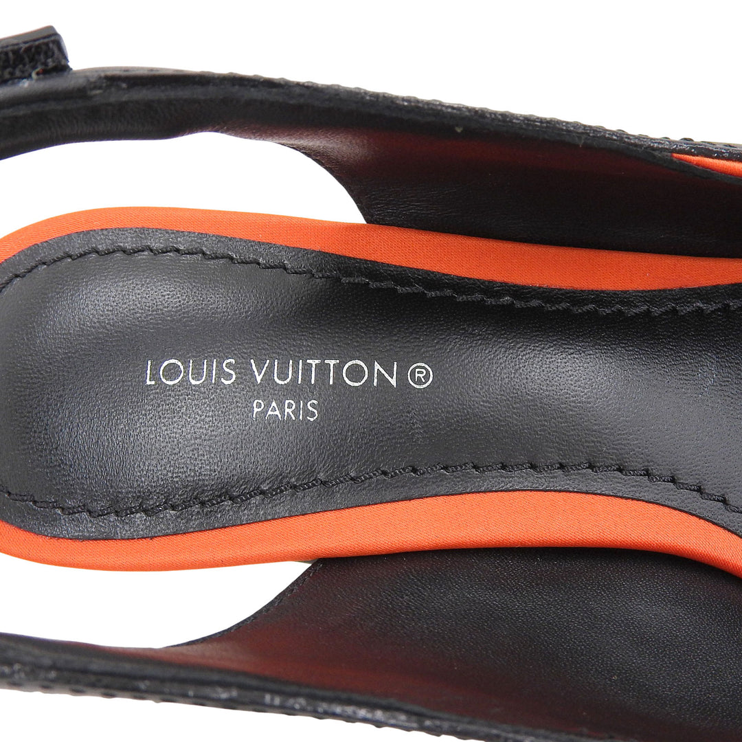 Excellent LOUIS VUITTON pumps Arclight line Orange black leather Women 35.5