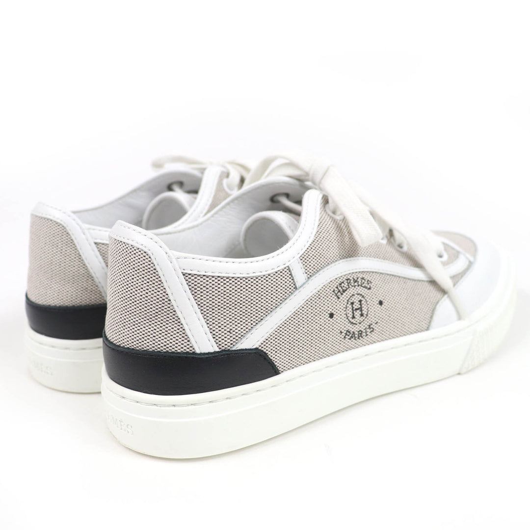 Great HERMES Low cut sneakers get Using leather White gray fabric Women 35