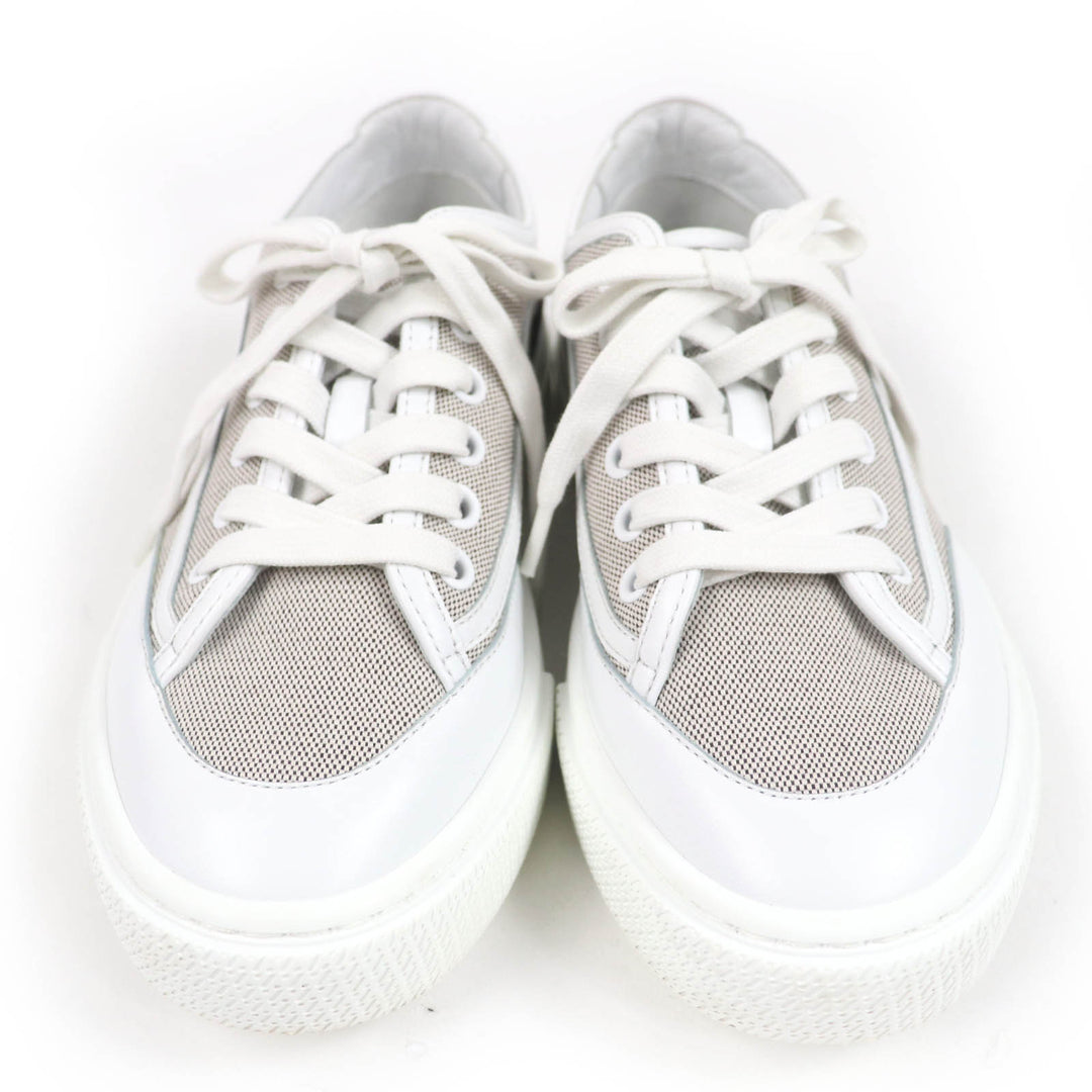 Great HERMES Low cut sneakers get Using leather White gray fabric Women 35