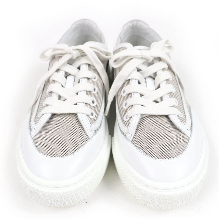 Great HERMES Low cut sneakers get Using leather White gray fabric Women 35
