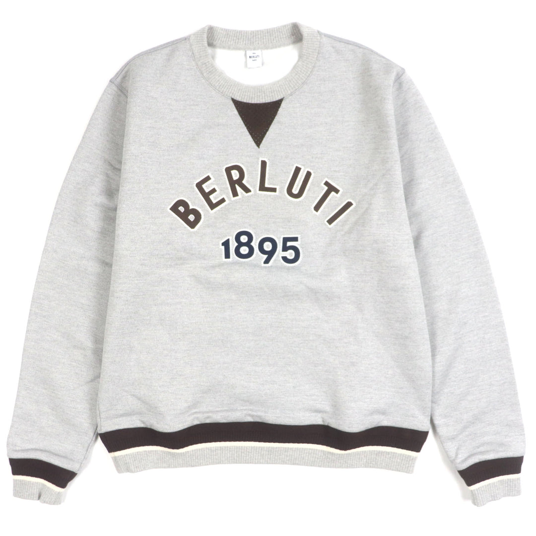 BERLUTI スウェット カレッジロゴ クルーネック プルオーバー グレー コットン メンズ M R25JRL82JBAW