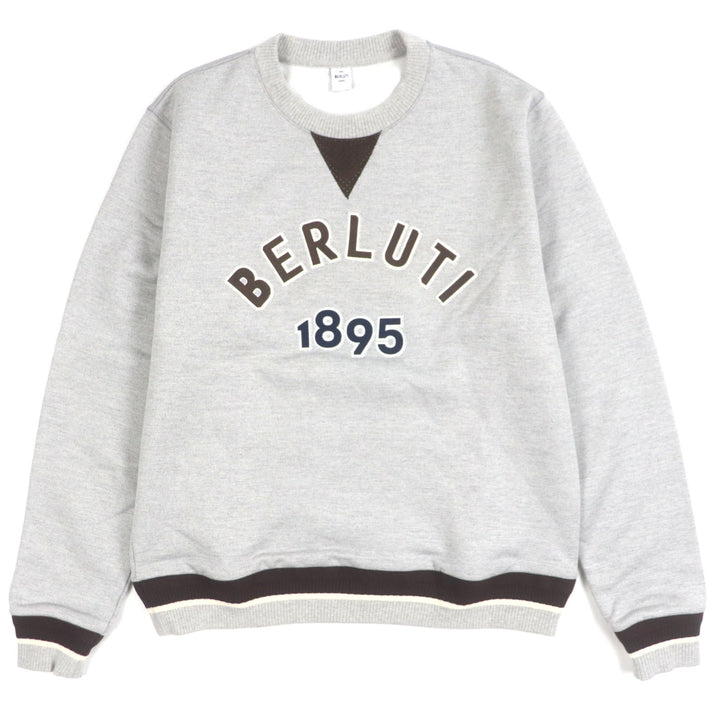 BERLUTI スウェット カレッジロゴ クルーネック プルオーバー グレー コットン メンズ M R25JRL82JBAW