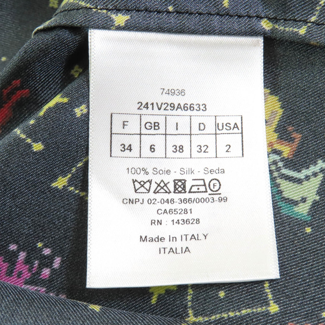 新品 クリスチャン・ディオール 半袖シャツ ブラック マルチシルク レディース 38 241V29A6633