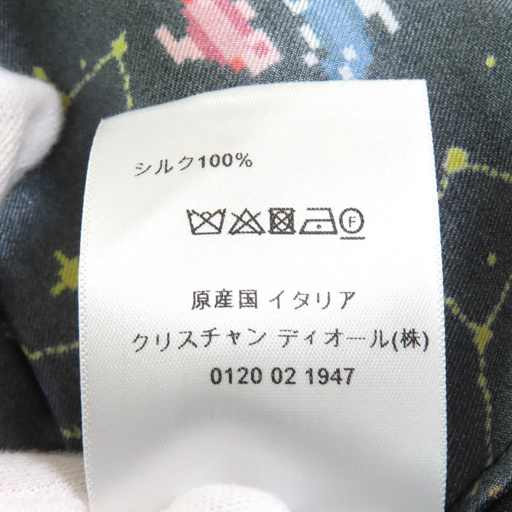 新品 クリスチャン・ディオール 半袖シャツ ブラック マルチシルク レディース 38 241V29A6633